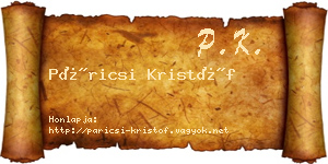 Páricsi Kristóf névjegykártya